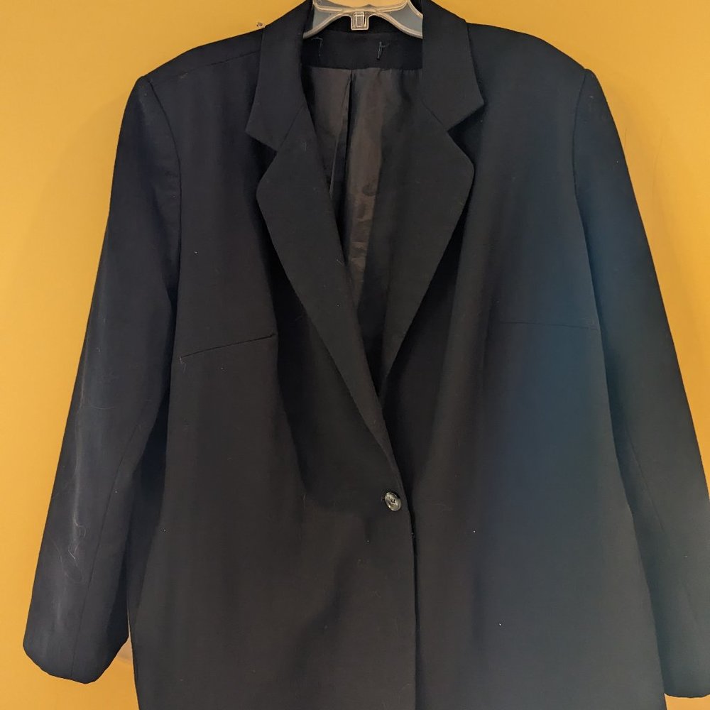 Black Wool Blazer with Pockets